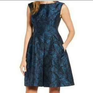 Women's Sleeveless Jacquard Fit & Flare Dress Size 6 by Anne Klein Spruce Formal